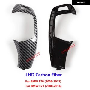 BMW E70 E71 2008-2013 LHD RHD ギア シフト ノブ トリム カバー アクセサリー カーボンパターン シフト レバー カバー ギアスティック - LHD-Carbon Fiber