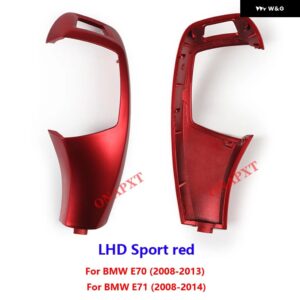BMW E70 E71 2008-2013 LHD RHD ギア シフト ノブ トリム カバー アクセサリー カーボンパターン シフト レバー カバー ギアスティック - LHD red
