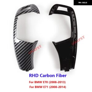 BMW E70 E71 2008-2013 LHD RHD ギア シフト ノブ トリム カバー アクセサリー カーボンパターン シフト レバー カバー ギアスティック - RHD-Carbon Fiber