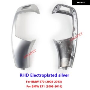 BMW E70 E71 2008-2013 LHD RHD ギア シフト ノブ トリム カバー アクセサリー カーボンパターン シフト レバー カバー ギアスティック - RHD-Silver