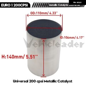 汎用 触媒コンバーター 200 CPSI ハニカム触媒コンバーター 金属 触媒排気 フィルター 自動車用マフラー EURO 1 - metal　110X140mm
