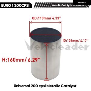 汎用 触媒コンバーター 200 CPSI ハニカム触媒コンバーター 金属 触媒排気 フィルター 自動車用マフラー EURO 1 - metal　110X160mm