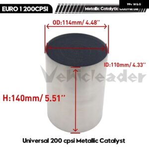 汎用 触媒コンバーター 200 CPSI ハニカム触媒コンバーター 金属 触媒排気 フィルター 自動車用マフラー EURO 1 - metal　114X140mm