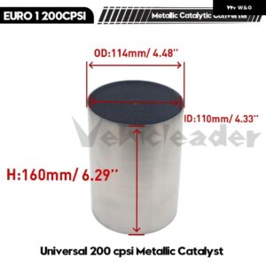 汎用 触媒コンバーター 200 CPSI ハニカム触媒コンバーター 金属 触媒排気 フィルター 自動車用マフラー EURO 1 - metal　114X160mm