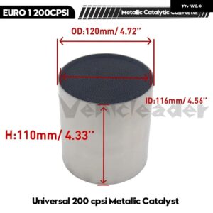 汎用 触媒コンバーター 200 CPSI ハニカム触媒コンバーター 金属 触媒排気 フィルター 自動車用マフラー EURO 1 - metal　120X110mm