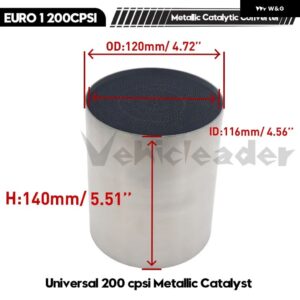 汎用 触媒コンバーター 200 CPSI ハニカム触媒コンバーター 金属 触媒排気 フィルター 自動車用マフラー EURO 1 - metal　120X140mm