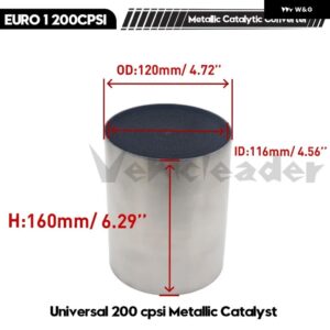 汎用 触媒コンバーター 200 CPSI ハニカム触媒コンバーター 金属 触媒排気 フィルター 自動車用マフラー EURO 1 - metal　120X160mm