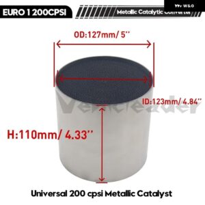 汎用 触媒コンバーター 200 CPSI ハニカム触媒コンバーター 金属 触媒排気 フィルター 自動車用マフラー EURO 1 - metal　127X110mm