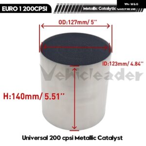 汎用 触媒コンバーター 200 CPSI ハニカム触媒コンバーター 金属 触媒排気 フィルター 自動車用マフラー EURO 1 - metal　127X140mm