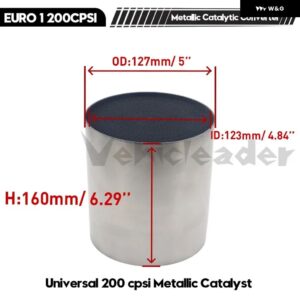 汎用 触媒コンバーター 200 CPSI ハニカム触媒コンバーター 金属 触媒排気 フィルター 自動車用マフラー EURO 1 - metal　127X160mm