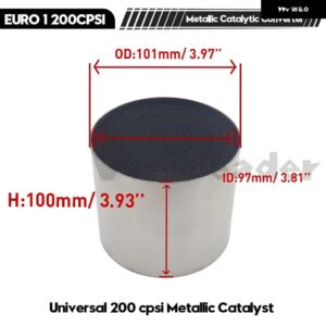 汎用 触媒コンバーター 200 CPSI ハニカム触媒コンバーター 金属 触媒排気 フィルター 自動車用マフラー EURO 1 - metal　101X100mm