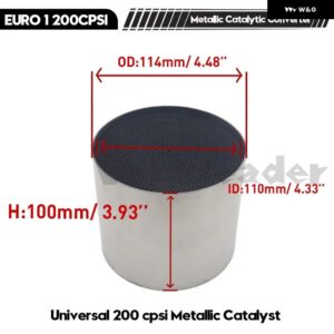 汎用 触媒コンバーター 200 CPSI ハニカム触媒コンバーター 金属 触媒排気 フィルター 自動車用マフラー EURO 1 - metal　114X100mm