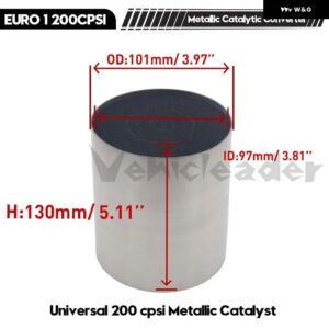 汎用 触媒コンバーター 200 CPSI ハニカム触媒コンバーター 金属 触媒排気 フィルター 自動車用マフラー EURO 1 - metal　101X130mm