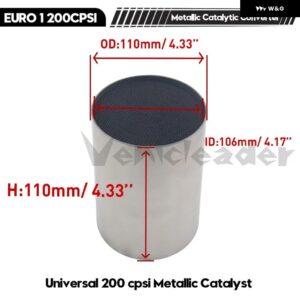 汎用 触媒コンバーター 200 CPSI ハニカム触媒コンバーター 金属 触媒排気 フィルター 自動車用マフラー EURO 1 - metal　110X110mm