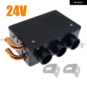 12V/24V 24W 汎用 カーヒーター 冬用 インテリア フリー スタンド 銅製水ロード管 低騒音 ウォーマー 3穴 暖房 除霜ヒーター - 24v　black