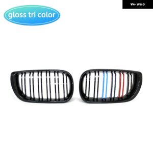 BMW 3シリーズ E46 車用 フロント バンパー グリル レーシング グリル キドニー デュアルライン グリル グロスブラック グリル 4ドア 2002-2005 - M　color