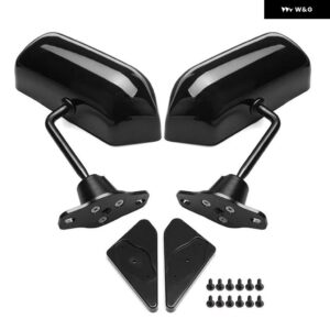 F1 スタイル サイドワイドアングルウィングバックミラー RAV4 マツダ 3 RX7 SXE10 G35 シティ グロッシーブラック/カーボンルック 2個 - Glossy　Black