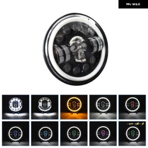 LEDラウンド ヘッドライト 7インチ ラングラー ヘッドライト ハイパワー 150W 25000LM H4 カラフルスカル ヘッドランプ ジープ JK ハーレー 6000K 30V - 1pcs