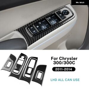 ソフトカーボン クライスラー 300 300C 2011 - 14 LHD RHD 車用ウィンドウリフト パネル ステッカー トリム アクセサリー - LHD Black Carbon