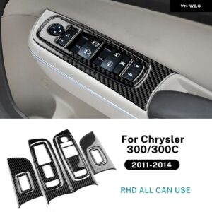 ソフトカーボン クライスラー 300 300C 2011 - 14 LHD RHD 車用ウィンドウリフト パネル ステッカー トリム アクセサリー - RHD Black Carbon