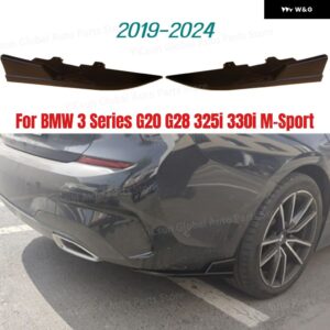 BMW 3シリーズ G20 G28 325 330 Mスポーツ 2019-2024 リア バンパー スプリッター サイドスポイラー カナード エプロンカバー ステッカー カーアクセサリー - Carbon Look