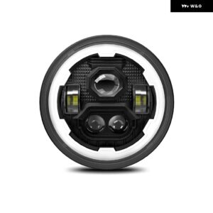 R1 7インチ LED ラウンド ヘッドライト ギア エンジェルアイ ラングラー ジープ オフロード ヘッドライト H4 200W 6000K/3500K 30000LM 24V ヘッドランプ - 1pcs