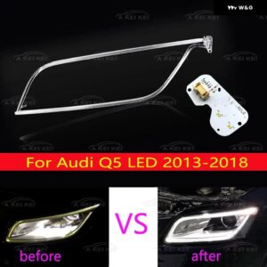 アウディ Q5 2013-2018 LED DRL 車用 ヘッドライト ライトガイドプレート 光源ボード チップボード ライトガイド チューブ エンジェルアイ - H-type Left light