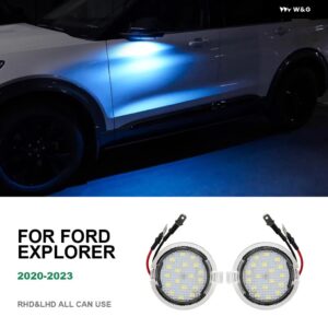 18 LED高輝度ランプビーズ フォード エクスプローラー 2020-2023 車用LEDアンダーサイドバックミラー パドルライトウェルカムランプ - Blue