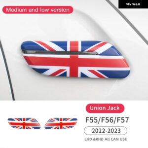 アクセサリー 車フロントサイドフェンダーターンランプカバー シグナルライト 外装 装飾 トリム ミニクーパーF55 F56 F57 2022-2023 - Union Jack A