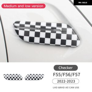 アクセサリー 車フロントサイドフェンダーターンランプカバー シグナルライト 外装 装飾 トリム ミニクーパーF55 F56 F57 2022-2023 - Checker A