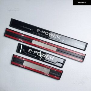 日産 X-TRAIL T33 QASHQAI J12 E-POWER 2022-2024 車ドアシル ステンレス クローム キックプレートガード ペダル パッド プロテクター スタイリング - black