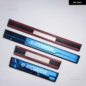 日産 X-TRAIL T33 キャシュカイ J12 E-POWER ステンレス クローム ドアシルキックプレートガード ペダル パッド プロテクター スタイリング 2022-2024 - Blue