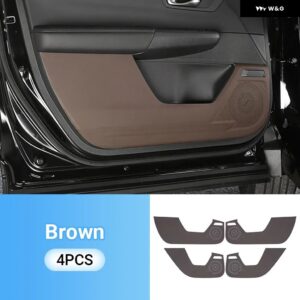 ホンダ CRV 2023 2024 2025 CR-V 第6世代 ハイブリッド車 ドアアンチキックカバー パッド PUレザーアクセサリー - brown