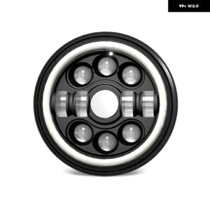 ラングラー ヘッドライト 7インチ ラウンド LED ヘッドライト H4 ハイパワー 240W ダブル エンジェルアイズ ヘッドランプ ジープ JK ハレー 24000LM 6000K - 1 Pcs