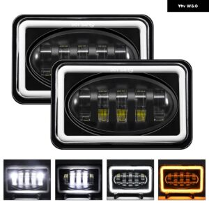 5インチスクエアLED ヘッドライト ラングラー JEEP エンジェルアイズ ヘッドランプ 150W 25000LM DRL ウィンカー トラック ヘッドライト 6000K 3000K 12V - 2 Pcs