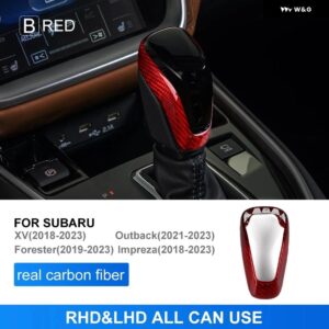 スバル XV インプレッサ 2018+ フォレスター 2019+ アウトバック 2021+ ギア シフト レバー ノブカバー ステッカー アクセサリー リアルハードカーボン - B red