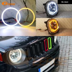 JEEP レネゲード 2014 - 19 超高輝度 SMD LED エンジェルアイキット ハローリング デイライト ウィンカー - Smd White Amber