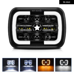 5X7/6X7 ハロー ヘッドライト DRL ハイロービーム ヘッドランプ H4 オフロード 12V 24V 4X4 ラングラー YJ チェロキー XJ 車 トラック アクセサリー - 1pcs