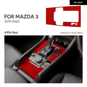 トップスエード トリム LHD RHD ステッカー マツダ 3 アクセラ 2019 - 24 2025 カーセンター コンソール ギア シフト パネル - Red RHD
