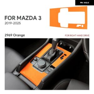 トップスエード トリム LHD RHD ステッカー マツダ 3 アクセラ 2019 - 24 2025 カーセンター コンソール ギア シフト パネル - Orange RHD