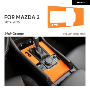 トップスエード トリム LHD RHD ステッカー マツダ 3 アクセラ 2019 - 24 2025 カーセンター コンソール ギア シフト パネル - Orange LHD