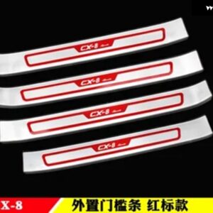 マツダ CX-8 CX8 2018 2019 ステンレス ドアシル スカッフプレート プロテクター トリム キックガードペダルステップカバー カー スタイリング アクセサリー - Red