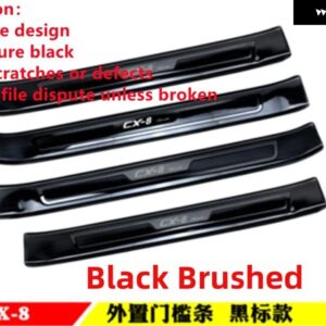マツダ CX-8 CX8 2018 2019 ステンレス ドアシル スカッフプレート プロテクター トリム キックガードペダルステップカバー カー スタイリング アクセサリー - Black Brushed