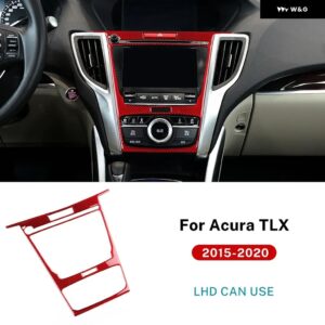 ACURA TLX 2015 - 20 LHD カーセンター コンソール パネル フレーム アクセサリー リアルソフトカーボン ステッカー - LHD Red Carbon