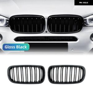 BMW X5 F15 X6 F16 X5M F85 X6M F86 ブラック カー バンパー キドニー グリル フロント グリル ダブルスラット グリル オートグロッシー レーシング グリル - Double Line Black
