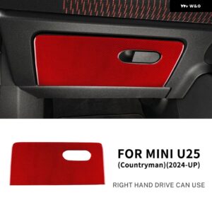 MINI COOPER COUNTRYMAN U25 2024 2025 車用副パイロット用 収納 ボックス パネル リアルソフトカーボン ステッカー 内装 トリム アクセサリー - RHD red