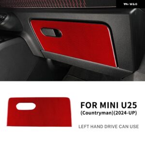 MINI COOPER COUNTRYMAN U25 2024 2025 車用副パイロット用 収納 ボックス パネル リアルソフトカーボン ステッカー 内装 トリム アクセサリー - LHD red