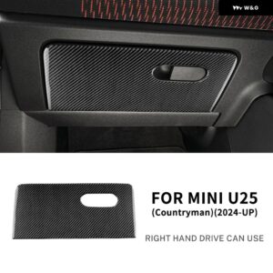 MINI COOPER COUNTRYMAN U25 2024 2025 車用副パイロット用 収納 ボックス パネル リアルソフトカーボン ステッカー 内装 トリム アクセサリー - RHD-Black