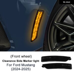 M 車用 2個 フロント リア ライト クリアランス サイドマーカー ライト アンバー フォード マスタング 2024 2025 ホワイト レッド LED サイドマーカー - Smoke Lens 03