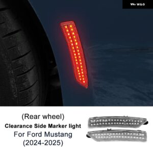 M 車用 2個 フロント リア ライト クリアランス サイドマーカー ライト アンバー フォード マスタング 2024 2025 ホワイト レッド LED サイドマーカー - Clear Lens 01